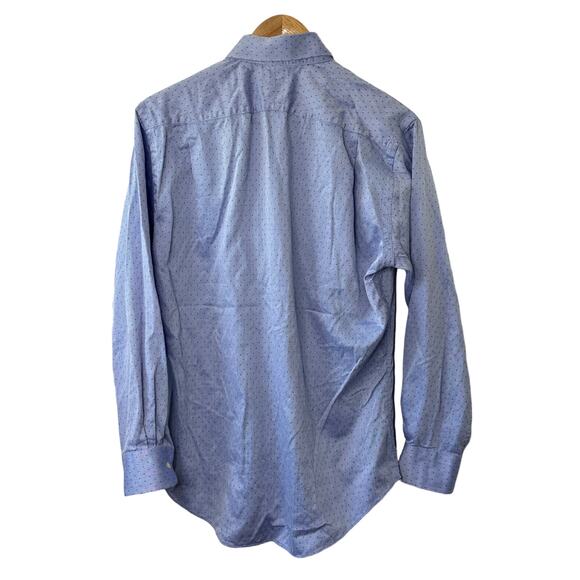 Neiman Marcus Blue Print TRIM Fit 100% Cotton Button-Up Shirt 15 1/2 32/33 - Picture 2 of 8